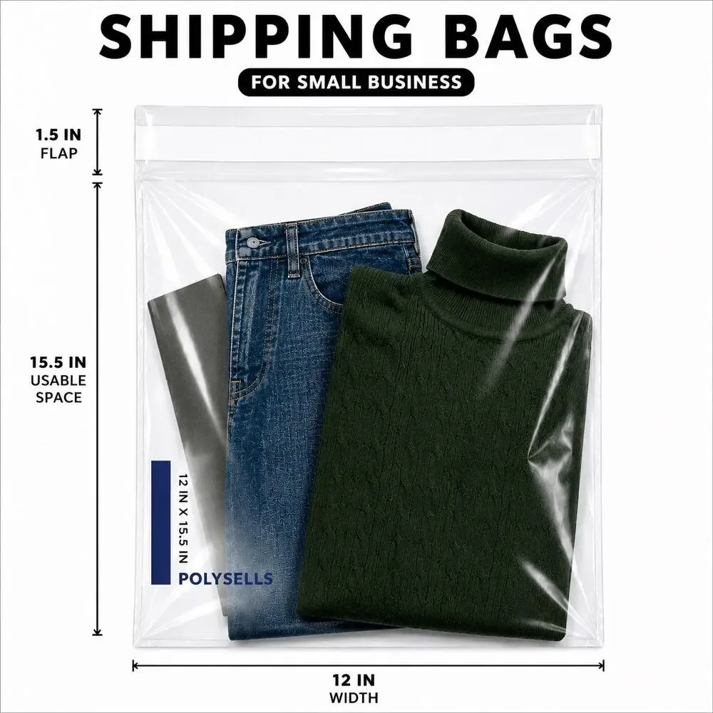 POLY MAILERS CLEAR (100 PACK) 12x15.5 SELF SEAL SHIPPING BAGS MAILING BAGS NEW